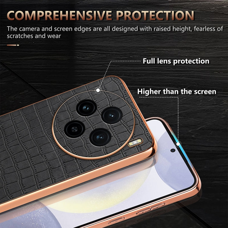 For vivo X100 5G AZNS Electroplated Frame Crocodile Texture Full Coverage Phone Case(White) - vivo Cases by AZNS | Online Shopping South Africa | PMC Jewellery | Buy Now Pay Later Mobicred
