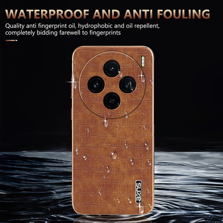 For vivo X100 5G AZNS Electroplated Frame Crocodile Texture Full Coverage Phone Case(White) - X100 Cases by AZNS | Online Shopping South Africa | PMC Jewellery | Buy Now Pay Later Mobicred