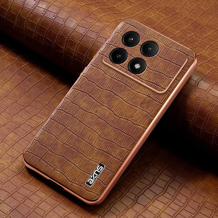 For Redmi K70 / K70 Pro AZNS Electroplated Frame Crocodile Texture Full Coverage Phone Case(Brown) - Xiaomi Cases by AZNS | Online Shopping South Africa | PMC Jewellery | Buy Now Pay Later Mobicred