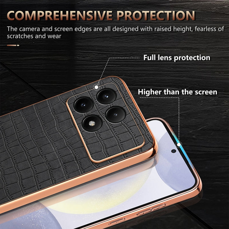 For Redmi K70 / K70 Pro AZNS Electroplated Frame Crocodile Texture Full Coverage Phone Case(Brown) - Xiaomi Cases by AZNS | Online Shopping South Africa | PMC Jewellery | Buy Now Pay Later Mobicred