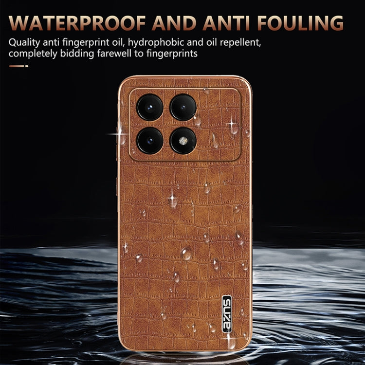 For Redmi K70 / K70 Pro AZNS Electroplated Frame Crocodile Texture Full Coverage Phone Case(Brown) - Xiaomi Cases by AZNS | Online Shopping South Africa | PMC Jewellery | Buy Now Pay Later Mobicred