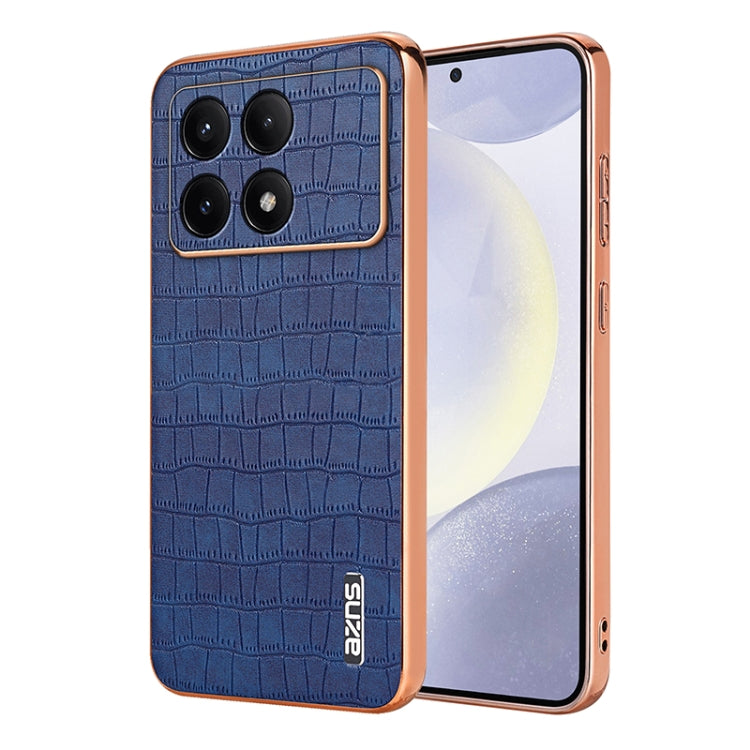 For Redmi K70 / K70 Pro AZNS Electroplated Frame Crocodile Texture Full Coverage Phone Case(Blue) - K70 Cases by AZNS | Online Shopping South Africa | PMC Jewellery | Buy Now Pay Later Mobicred