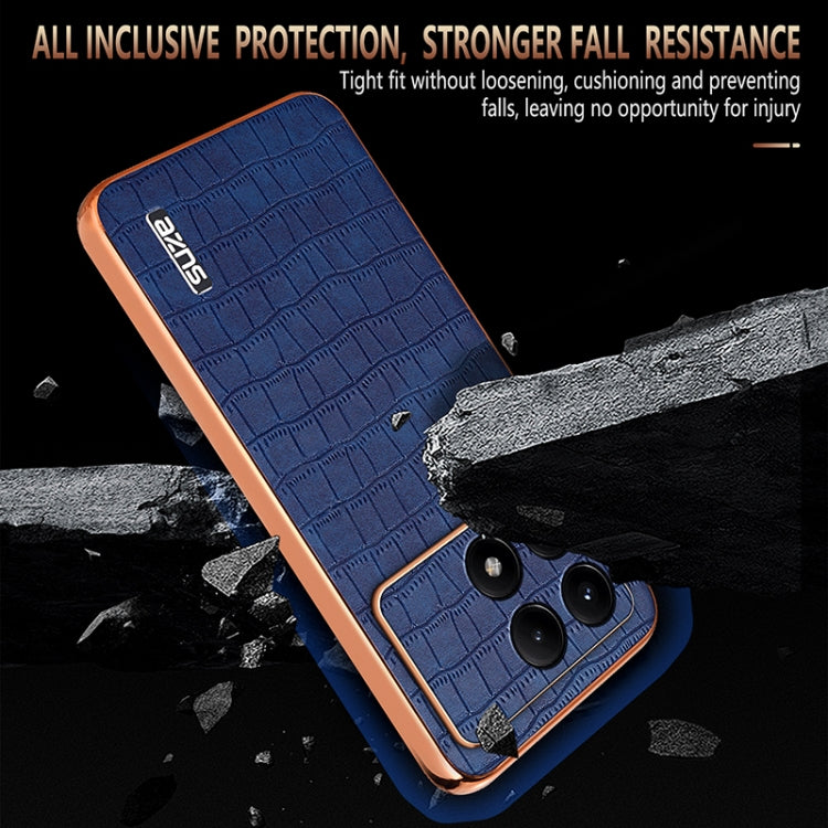 For Redmi K70 / K70 Pro AZNS Electroplated Frame Crocodile Texture Full Coverage Phone Case(Blue) - K70 Cases by AZNS | Online Shopping South Africa | PMC Jewellery | Buy Now Pay Later Mobicred