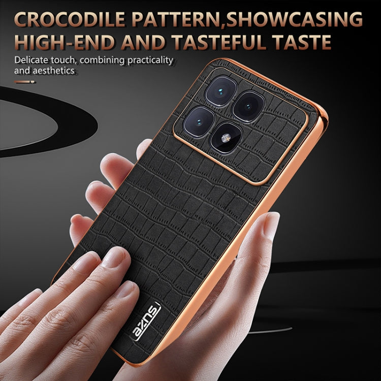 For Redmi K70 Ultra AZNS Electroplated Frame Crocodile Texture Full Coverage Phone Case(Brown) - Xiaomi Cases by AZNS | Online Shopping South Africa | PMC Jewellery | Buy Now Pay Later Mobicred