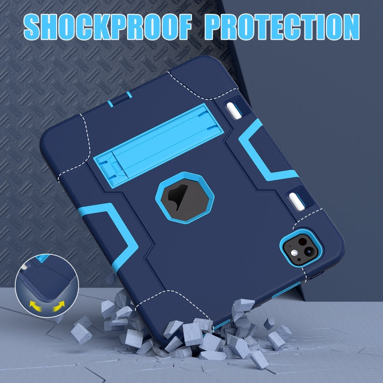 For iPad Pro 11 2024 Contrast Color Silicone Acrylic PC Tablet Case with Holder(Navy Blue) - iPad Pro 11 2024 Cases by PMC TechLife | Online Shopping South Africa | PMC TechLife | Buy Now Pay Later Mobicred