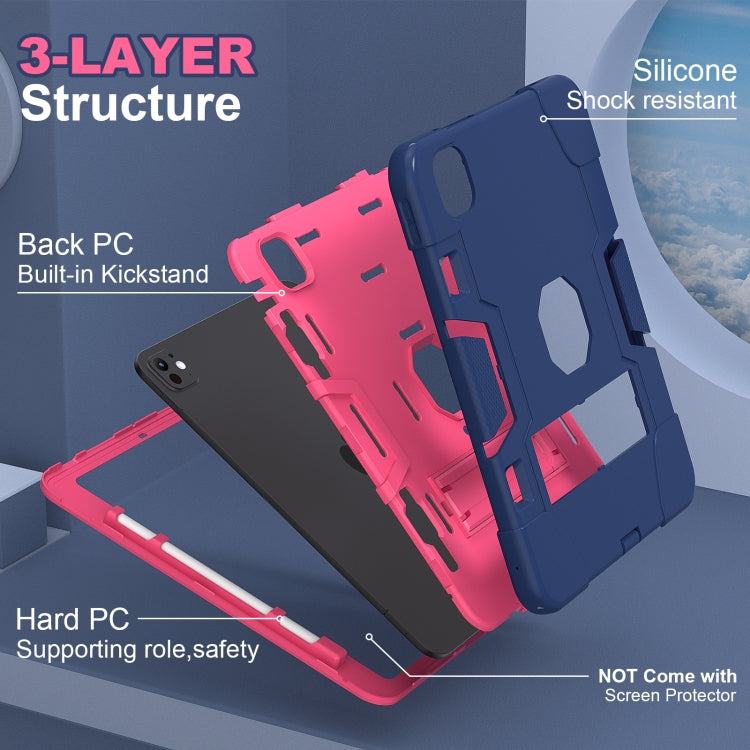 For iPad Pro 11 2024 Contrast Color Silicone Acrylic PC Tablet Case with Holder(Navy Blue Rose Red) - iPad Pro 11 2024 Cases by PMC Jewellery | Online Shopping South Africa | PMC Jewellery | Buy Now Pay Later Mobicred
