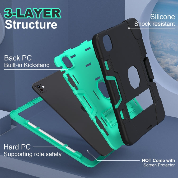 For iPad Pro 11 2024 Contrast Color Silicone Acrylic PC Tablet Case with Holder(Black Mint Green) - iPad Pro 11 2024 Cases by PMC Jewellery | Online Shopping South Africa | PMC Jewellery | Buy Now Pay Later Mobicred