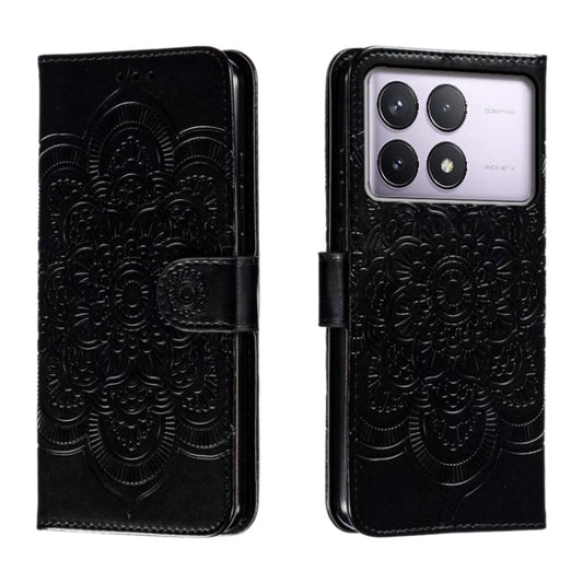 For Xiaomi Redmi K70 Sun Mandala Embossing Pattern Phone Leather Case(Black) - K70 Cases by PMC Jewellery | Online Shopping South Africa | PMC Jewellery | Buy Now Pay Later Mobicred