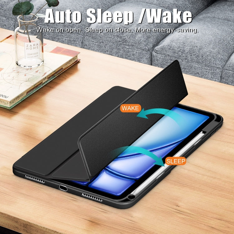 For iPad Air 11 2024 / Pro 11 2022 Acrylic 3-Fold Smart Leather Tablet Case(Black) - iPad Air 11 2024 Cases by PMC TechLife | Online Shopping South Africa | PMC TechLife | Buy Now Pay Later Mobicred