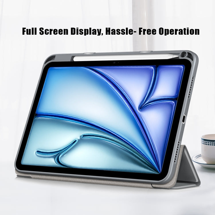 For iPad Air 11 2024 / Pro 11 2022 Acrylic 3-Fold Smart Leather Tablet Case(Grey) - iPad Air 11 2025 / 2024 Cases by PMC TechLife | Online Shopping South Africa | PMC TechLife | Buy Now Pay Later Mobicred