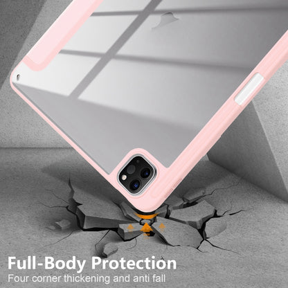 For iPad Air 11 2024 / Pro 11 2022 Acrylic 3-Fold Smart Leather Tablet Case(Pink) - iPad Air 11 2024 Cases by PMC Jewellery | Online Shopping South Africa | PMC Jewellery | Buy Now Pay Later Mobicred