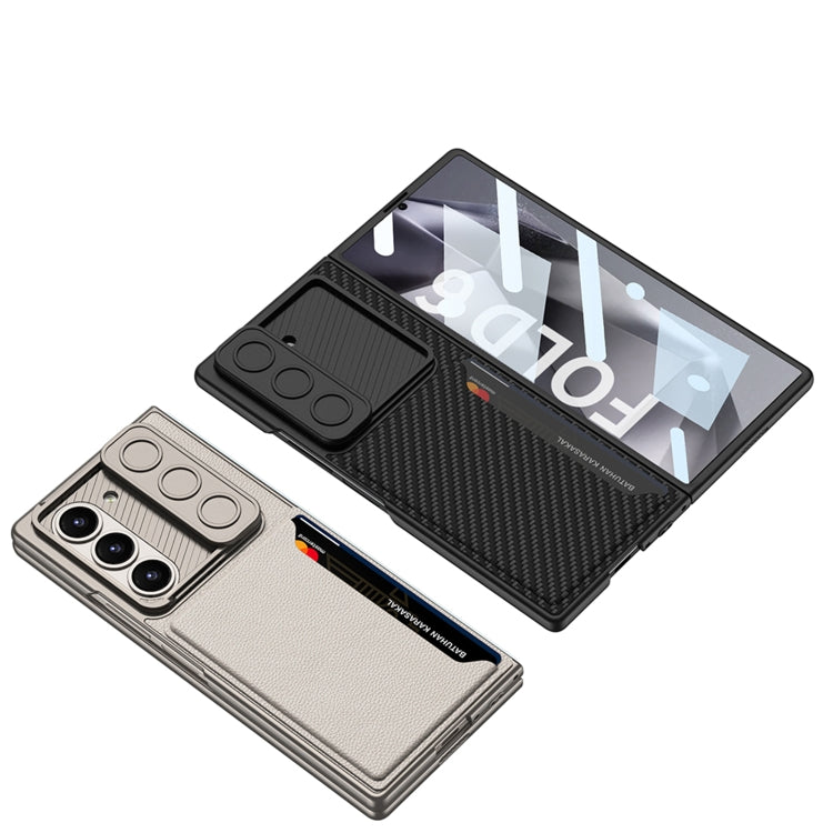 For Samsung Galaxy Z Fold6 GKK Integrated Ultra-thin Sliding Window Card Slot Phone Case(Carbon Fiber) - Galaxy Z Fold6 5G Cases by GKK | Online Shopping South Africa | PMC Jewellery | Buy Now Pay Later Mobicred