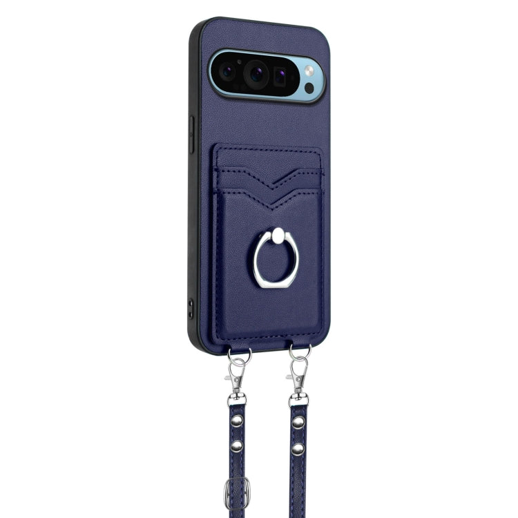 For Google Pixel 9 / 9 Pro R20 Crossbody Rope Ring Card Holder Phone Case(Blue) - free shipping - PMC TechLife - Order now!