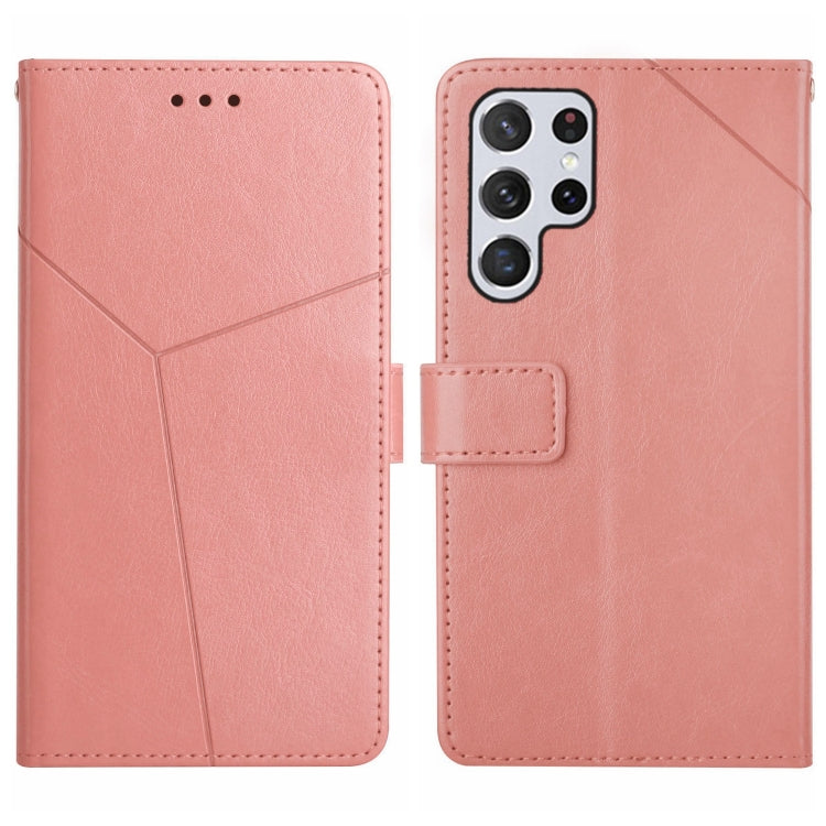 For Samsung Galaxy S25 Ultra 5G Y-shaped Pattern Flip Leather Phone Case(Pink) - Galaxy S25 Ultra 5G Cases by PMC TechLife | Online Shopping South Africa | PMC TechLife | Buy Now Pay Later Mobicred