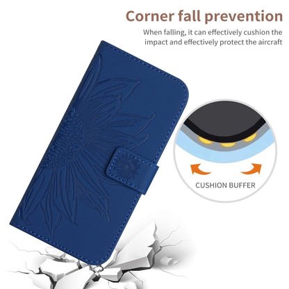 For Samsung Galaxy S25+ 5G Skin Feel Sun Flower Embossed Flip Leather Phone Case with Lanyard(Dark Blue) - Galaxy S25+ 5G Cases by PMC Jewellery | Online Shopping South Africa | PMC Jewellery | Buy Now Pay Later Mobicred