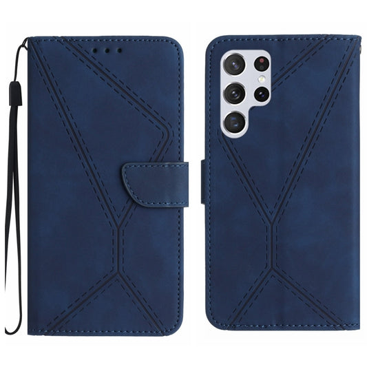 For Samsung Galaxy S25 Ultra 5G Stitching Embossed Leather Phone Case(Blue) - Galaxy S25 Ultra 5G Cases by PMC Jewellery | Online Shopping South Africa | PMC Jewellery | Buy Now Pay Later Mobicred