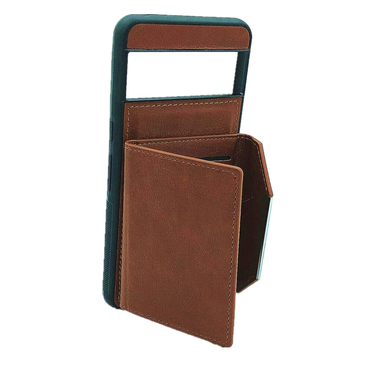 For Google Pixel 9 / 9 Pro Solid Color Metal Buckle Card Slots Bag Phone Case(Brown) - Google Cases by PMC TechLife | Online Shopping South Africa | PMC TechLife | Buy Now Pay Later Mobicred
