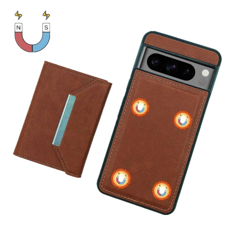 For Google Pixel 9 / 9 Pro Solid Color Metal Buckle Card Slots Bag Phone Case(Brown) - Google Cases by PMC Jewellery | Online Shopping South Africa | PMC Jewellery | Buy Now Pay Later Mobicred