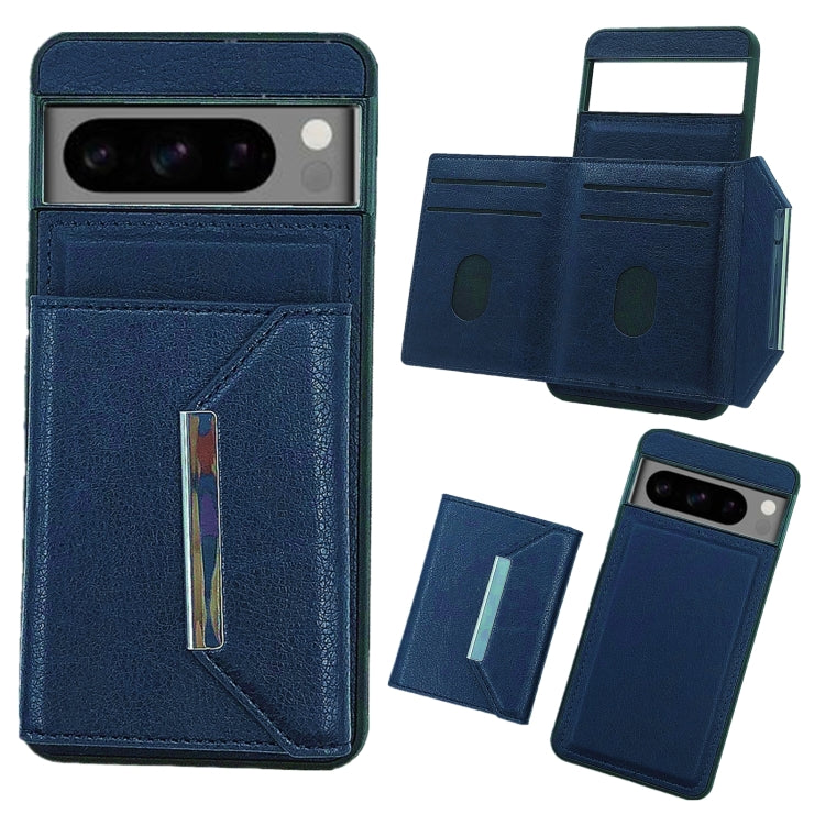 For Google Pixel 9 Pro XL Solid Color Metal Buckle Card Slots Bag Phone Case(Blue) - Google Cases by PMC Jewellery | Online Shopping South Africa | PMC Jewellery | Buy Now Pay Later Mobicred