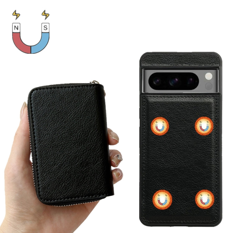 For Google Pixel 8 Pro Solid Color Zipper 11-Card Slots Bag Phone Case with Lanyard(Black) - Google Cases by PMC TechLife | Online Shopping South Africa | PMC TechLife | Buy Now Pay Later Mobicred