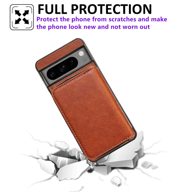 For Google Pixel 8 Pro Solid Color Zipper 11-Card Slots Bag Phone Case with Lanyard(Brown) - Google Cases by PMC TechLife | Online Shopping South Africa | PMC TechLife | Buy Now Pay Later Mobicred