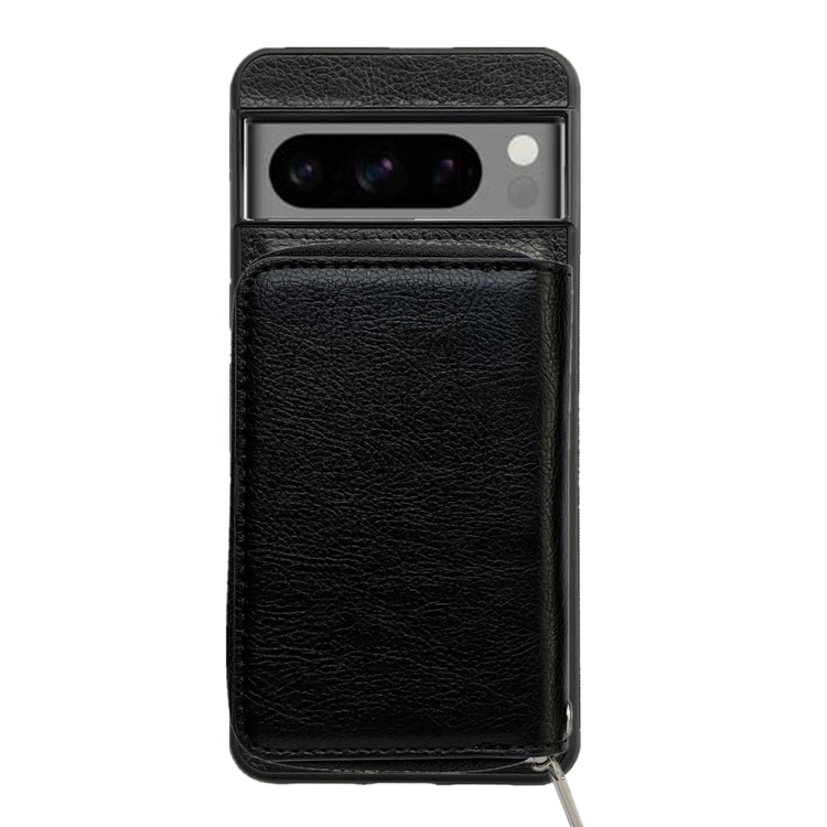 For Google Pixel 8 Solid Color Zipper 11-Card Slots Bag Phone Case with Lanyard(Black) - Google Cases by PMC TechLife | Online Shopping South Africa | PMC TechLife | Buy Now Pay Later Mobicred