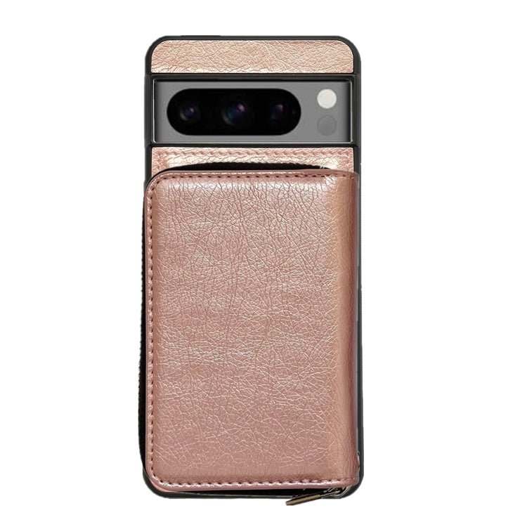 For Google Pixel 7 Pro Solid Color Zipper 11-Card Slots Bag Phone Case with Lanyard(Rose Gold) - Google Cases by PMC TechLife | Online Shopping South Africa | PMC TechLife | Buy Now Pay Later Mobicred