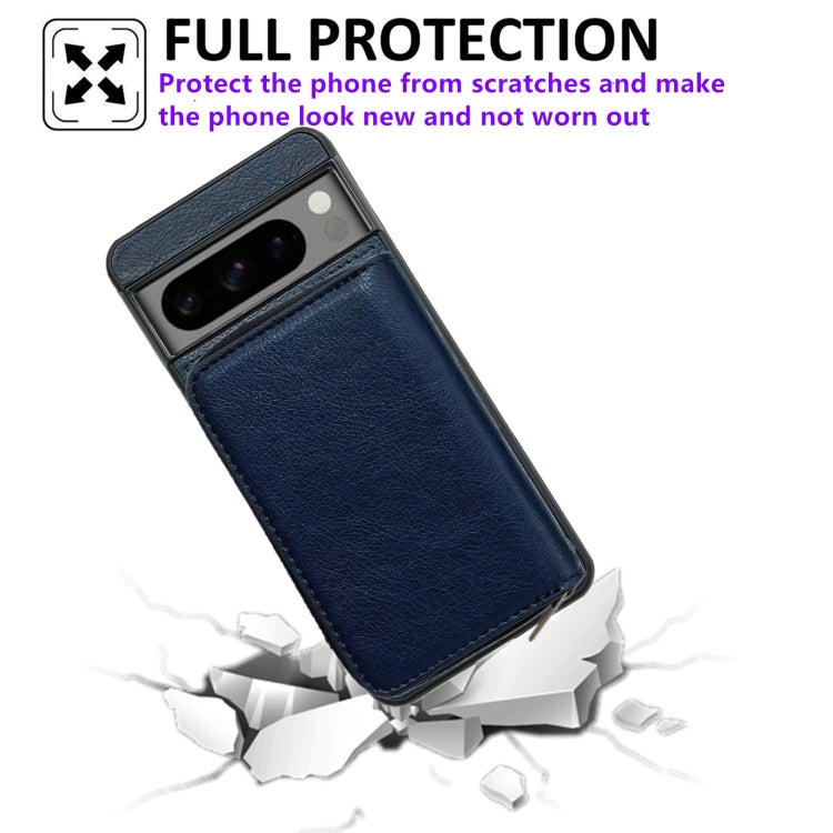 For Google Pixel 6 Pro Solid Color Zipper 11-Card Slots Bag Phone Case with Lanyard(Blue) - Google Cases by PMC TechLife | Online Shopping South Africa | PMC TechLife | Buy Now Pay Later Mobicred