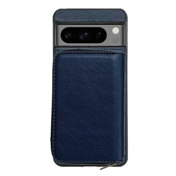 For Google Pixel 6 Solid Color Zipper 11-Card Slots Bag Phone Case with Lanyard(Blue) - Google Cases by PMC TechLife | Online Shopping South Africa | PMC TechLife | Buy Now Pay Later Mobicred