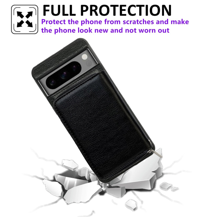 For Google Pixel 6 Solid Color Zipper 11-Card Slots Bag Phone Case with Lanyard(Black) - Google Cases by PMC TechLife | Online Shopping South Africa | PMC TechLife | Buy Now Pay Later Mobicred
