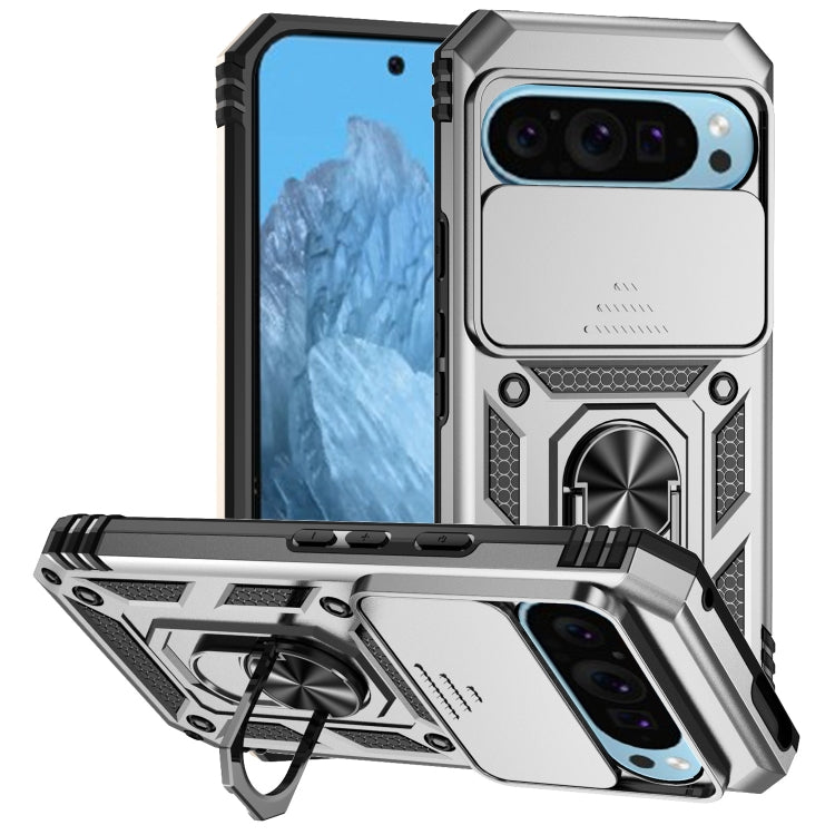 For Google Pixel 9 Sliding Camshield Holder Phone Case(Silver) - Google Cases by PMC TechLife | Online Shopping South Africa | PMC TechLife | Buy Now Pay Later Mobicred
