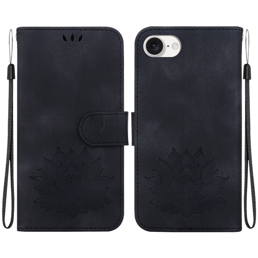 For iPhone SE 2024 Lotus Embossed Leather Phone Case(Black) - More iPhone Cases by PMC Jewellery | Online Shopping South Africa | PMC Jewellery | Buy Now Pay Later Mobicred
