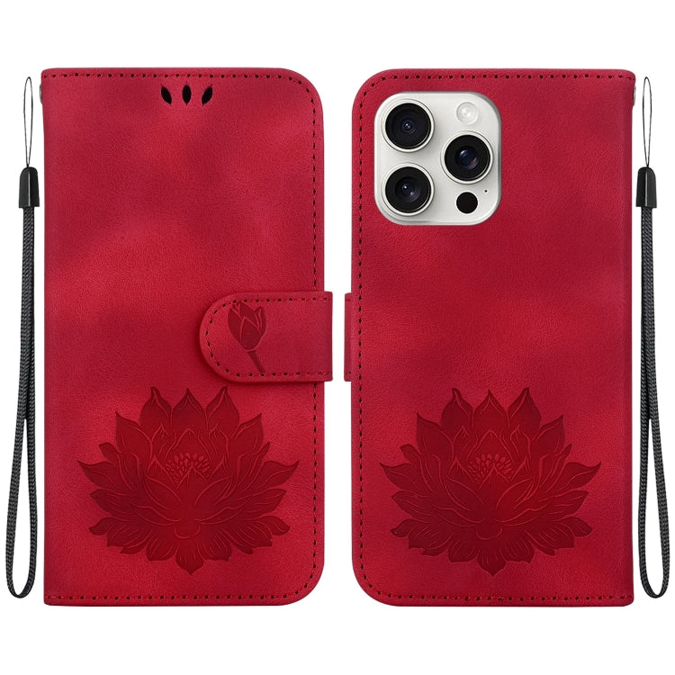 For iPhone 16 Pro Lotus Embossed Leather Phone Case(Red) - iPhone 16 Pro Cases by PMC TechLife | Online Shopping South Africa | PMC TechLife | Buy Now Pay Later Mobicred
