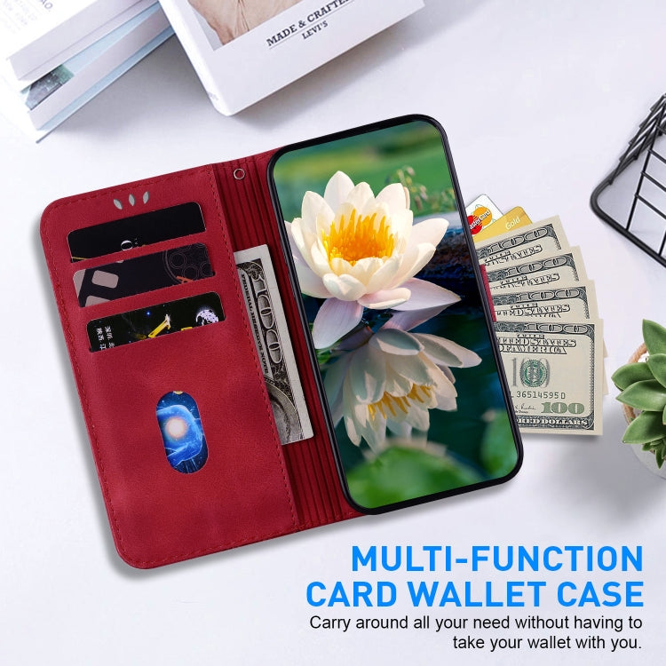 For Google Pixel 9 Pro Lotus Embossed Leather Phone Case(Red) - Google Cases by PMC TechLife | Online Shopping South Africa | PMC TechLife | Buy Now Pay Later Mobicred