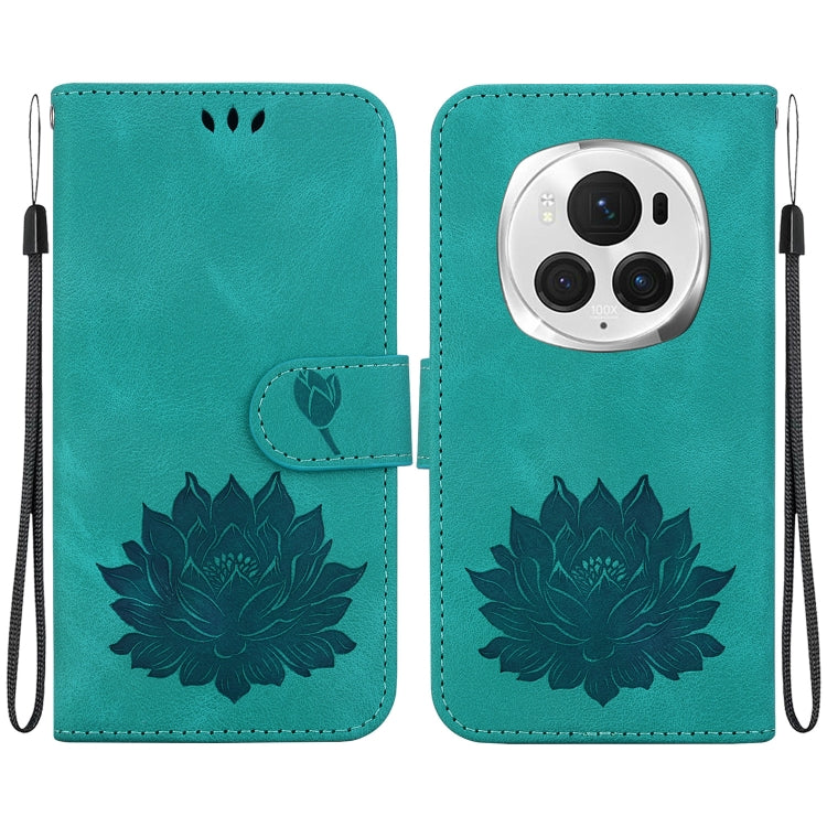 For Honor Magic6 Pro Lotus Embossed Leather Phone Case(Green) - Honor Cases by PMC Jewellery | Online Shopping South Africa | PMC Jewellery | Buy Now Pay Later Mobicred