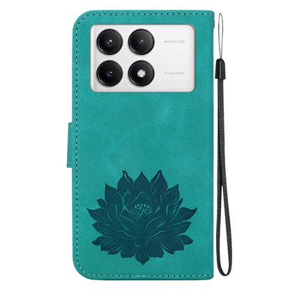 For Redmi K70 / K70 Pro Lotus Embossed Leather Phone Case(Green) - K70 Cases by PMC Jewellery | Online Shopping South Africa | PMC Jewellery | Buy Now Pay Later Mobicred