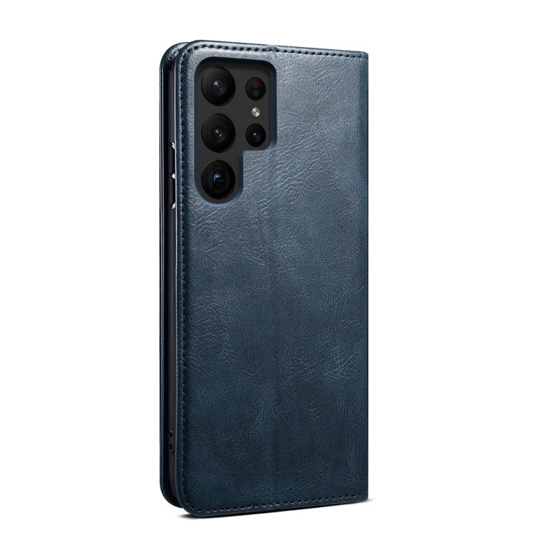 For Samsung Galaxy S25 Ultra 5G Oil Wax Crazy Horse Texture Leather Phone Case(Blue) - Galaxy S25 Ultra 5G Cases by PMC Jewellery | Online Shopping South Africa | PMC Jewellery | Buy Now Pay Later Mobicred