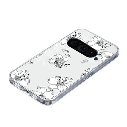 For Google Pixel 9 Colored Drawing Pattern Transparent TPU Phone Case(White Flower) - Google Cases by PMC Jewellery | Online Shopping South Africa | PMC Jewellery | Buy Now Pay Later Mobicred