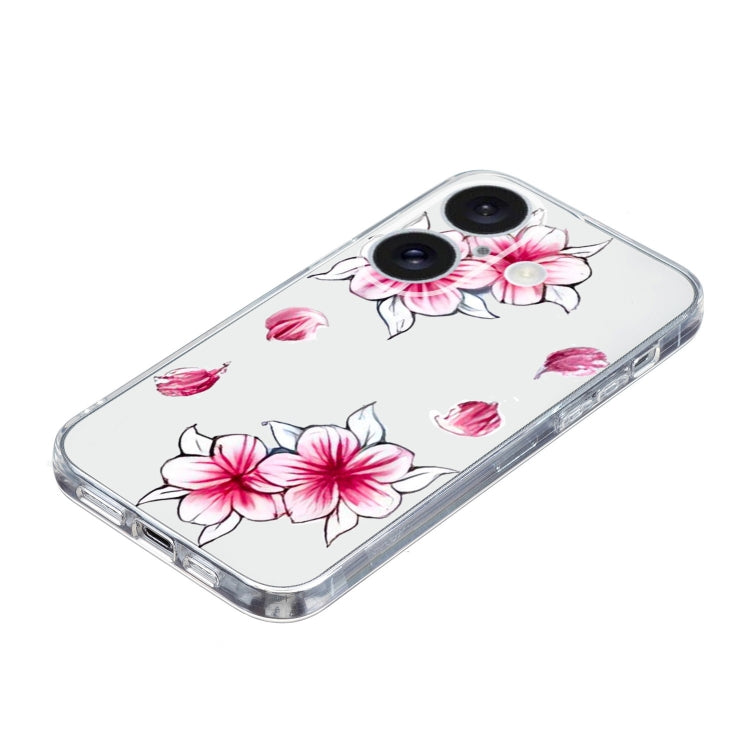 For iPhone 16 Colored Drawing Pattern Transparent TPU Phone Case(Sakura) - iPhone 16 Cases by PMC Jewellery | Online Shopping South Africa | PMC Jewellery | Buy Now Pay Later Mobicred