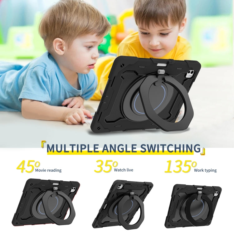 For iPad Pro 13 2024 Armor Portable Rotating Ring Holder Silicone Tablet Case with Pen Slot(Black) - iPad Pro 13 2024 Cases by PMC TechLife | Online Shopping South Africa | PMC TechLife | Buy Now Pay Later Mobicred