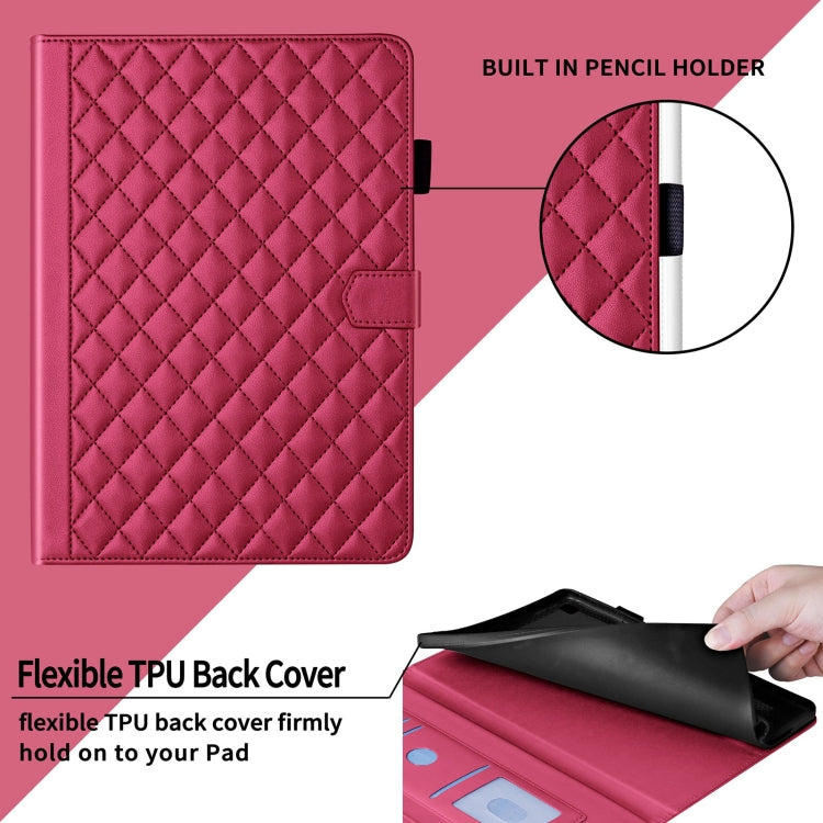 For Lenovo Xiaoxin Pad Pro 11.5 2023 Rhombus Lattice Leather Tablet Case(Red) - Lenovo by PMC TechLife | Online Shopping South Africa | PMC TechLife | Buy Now Pay Later Mobicred