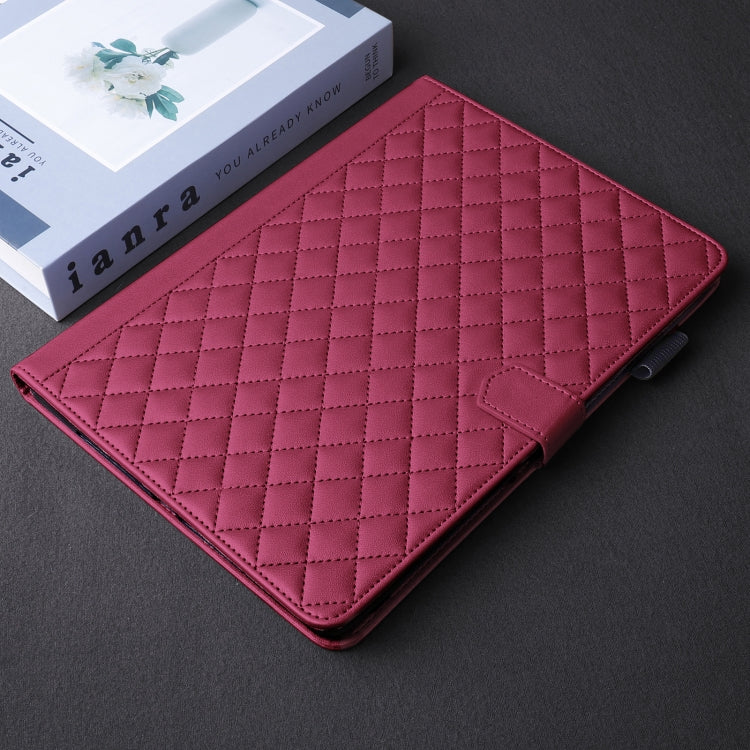 For Lenovo Xiaoxin Pad Pro 12.7 2025 Rhombus Lattice Leather Tablet Case(Red) - Lenovo by PMC TechLife | Online Shopping South Africa | PMC TechLife | Buy Now Pay Later Mobicred