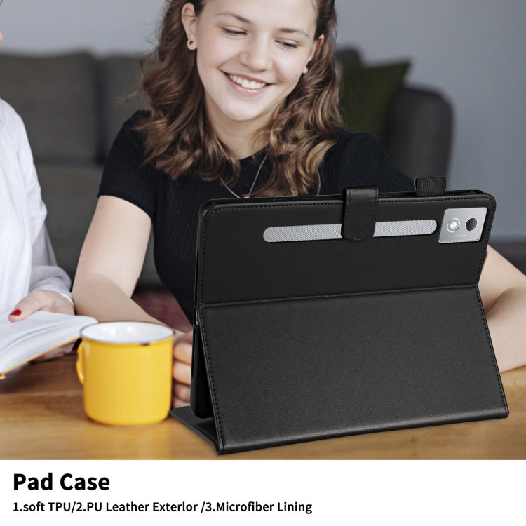 For Lenovo Xiaoxin Pad Pro 12.7 2025 Rhombus Lattice Leather Tablet Case(Black) - Lenovo by PMC TechLife | Online Shopping South Africa | PMC TechLife | Buy Now Pay Later Mobicred
