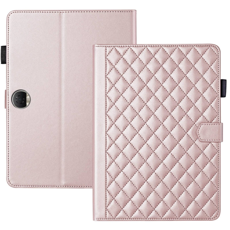 For Honor Pad 9 Rhombus Lattice Leather Tablet Case(Rose Gold) - Honor by PMC TechLife | Online Shopping South Africa | PMC TechLife | Buy Now Pay Later Mobicred