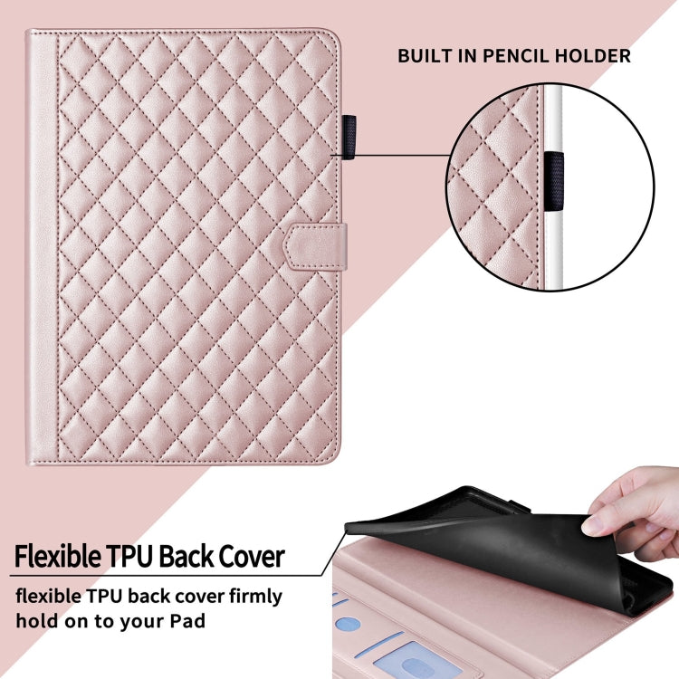 For Honor Pad 9 Rhombus Lattice Leather Tablet Case(Rose Gold) - Honor by PMC TechLife | Online Shopping South Africa | PMC TechLife | Buy Now Pay Later Mobicred