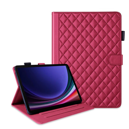 For Samsung Galaxy Tab S9 FE+ / S9+ Rhombus Lattice Leather Tablet Case(Red) - Galaxy Tab S9 FE+ by PMC Jewellery | Online Shopping South Africa | PMC Jewellery | Buy Now Pay Later Mobicred