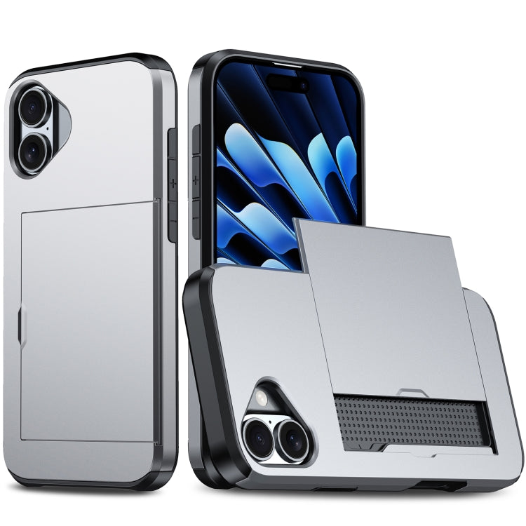 For iPhone 16 Plus Shockproof Armor Phone Case with Card Slot(Grey) - free shipping - PMC TechLife - Order now!