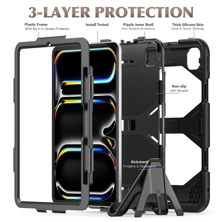 For iPad Pro 11 2024 Colorful Silicone Heavy Duty Hybrid PC Tablet Case(Black) - iPad Pro 11 2024 Cases by PMC TechLife | Online Shopping South Africa | PMC TechLife | Buy Now Pay Later Mobicred