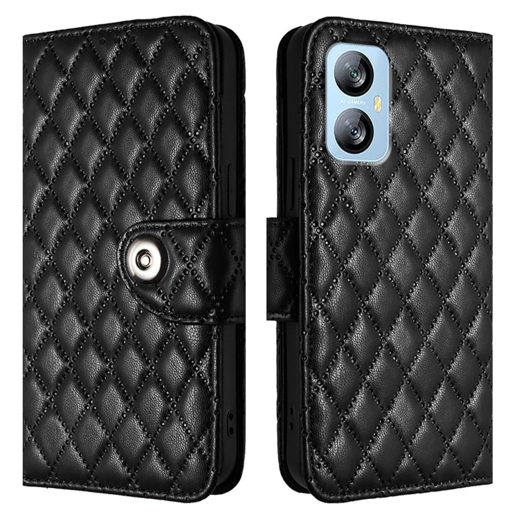 For Blackview A52 Rhombic Texture Flip Leather Phone Case with Lanyard(Black) - More Brand by PMC Jewellery | Online Shopping South Africa | PMC Jewellery | Buy Now Pay Later Mobicred