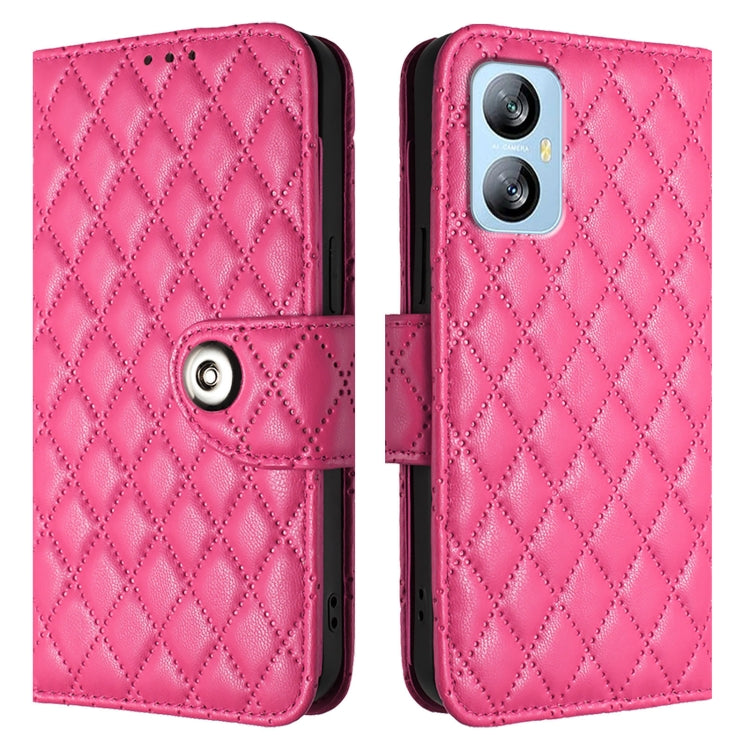 For Blackview A52 Rhombic Texture Flip Leather Phone Case with Lanyard(Rose Red) - More Brand by PMC Jewellery | Online Shopping South Africa | PMC Jewellery | Buy Now Pay Later Mobicred